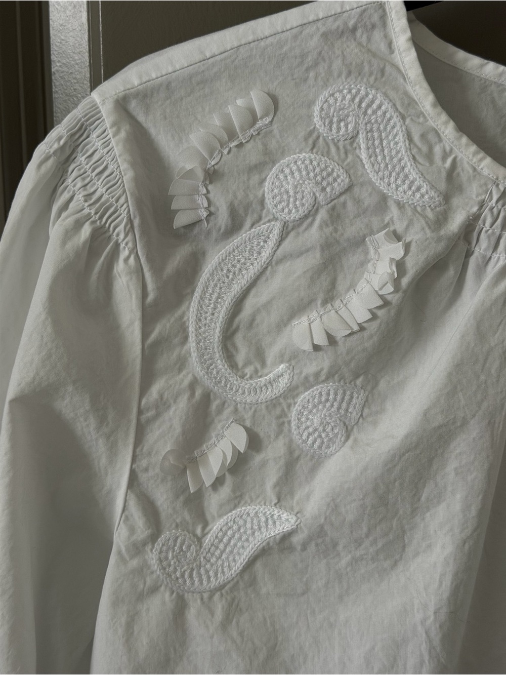 LOFT | White Cotton Paisley Embroidered Peasant Blouse - Picture 5 of 9